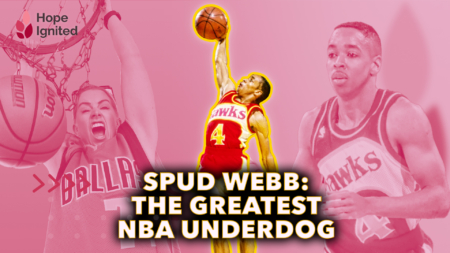 Image of Spud Webb dunking a basketball with title "Spud Webb: The Greatest NBCF Underdog"