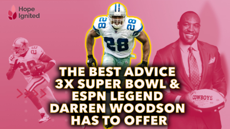 Darren Woodson in football uniform with text "The Best Advice 3X Super Bowl & ESPN Legend Darren Woodson Has to Offer"